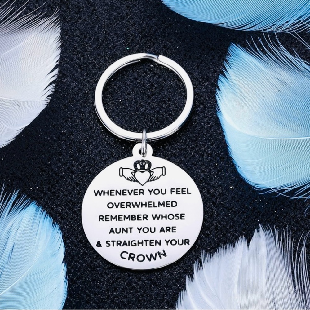 Keychain in Stainless Steel with Inspirational Message about Aunts NWT - Picture 3 of 5